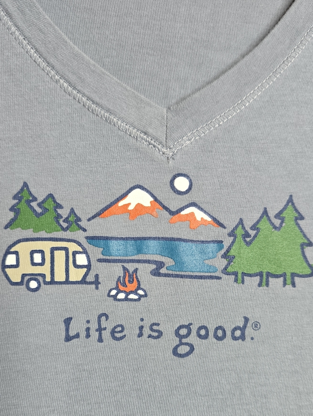 Life Is Good VNeck Graphic Tshirt Nature-Inspired Camping Granola Gorpcore